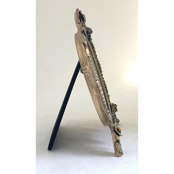 PICTURE FRAME-Vintage Matson F1782 Jeweled Roses Oval–PetiCadeau Collection-Rare - Picture 5 of 13